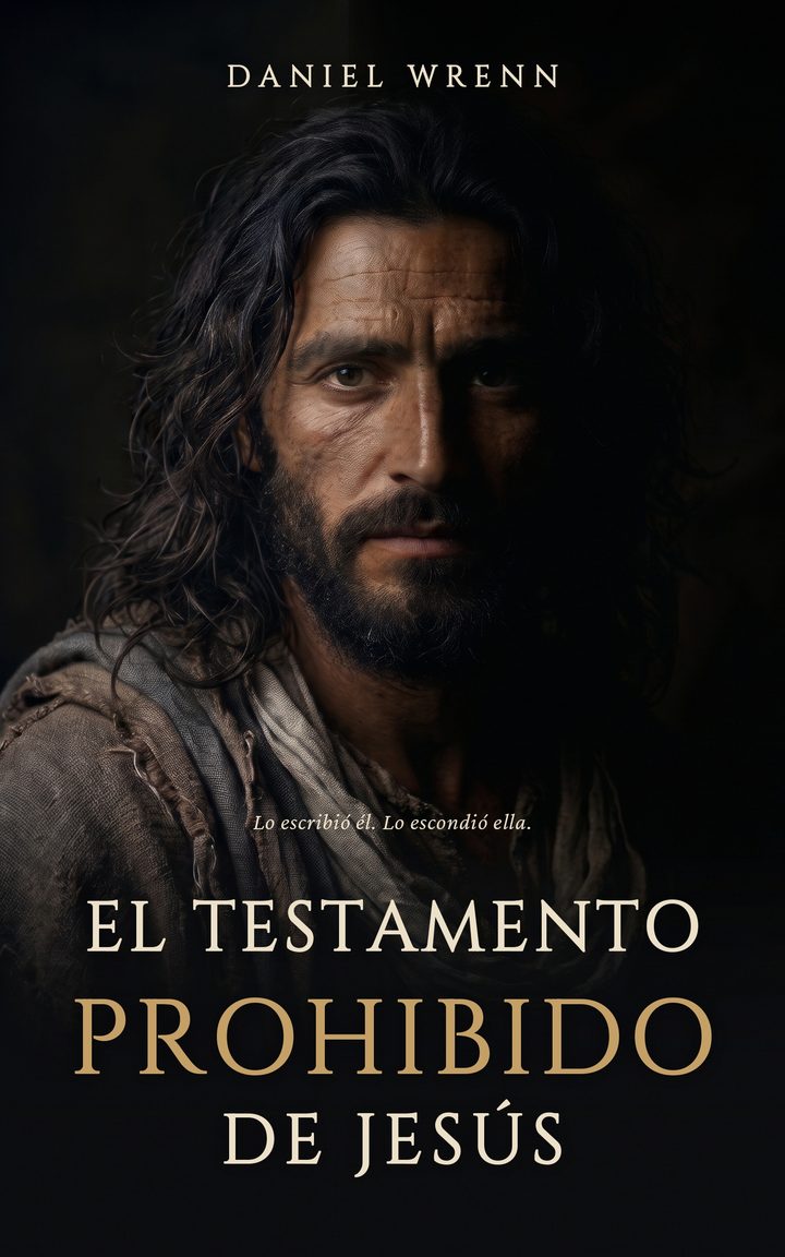Portada de El testamento prohibido de Jesús, de Daniel Wrenn: un hombre de Galilea en penumbra